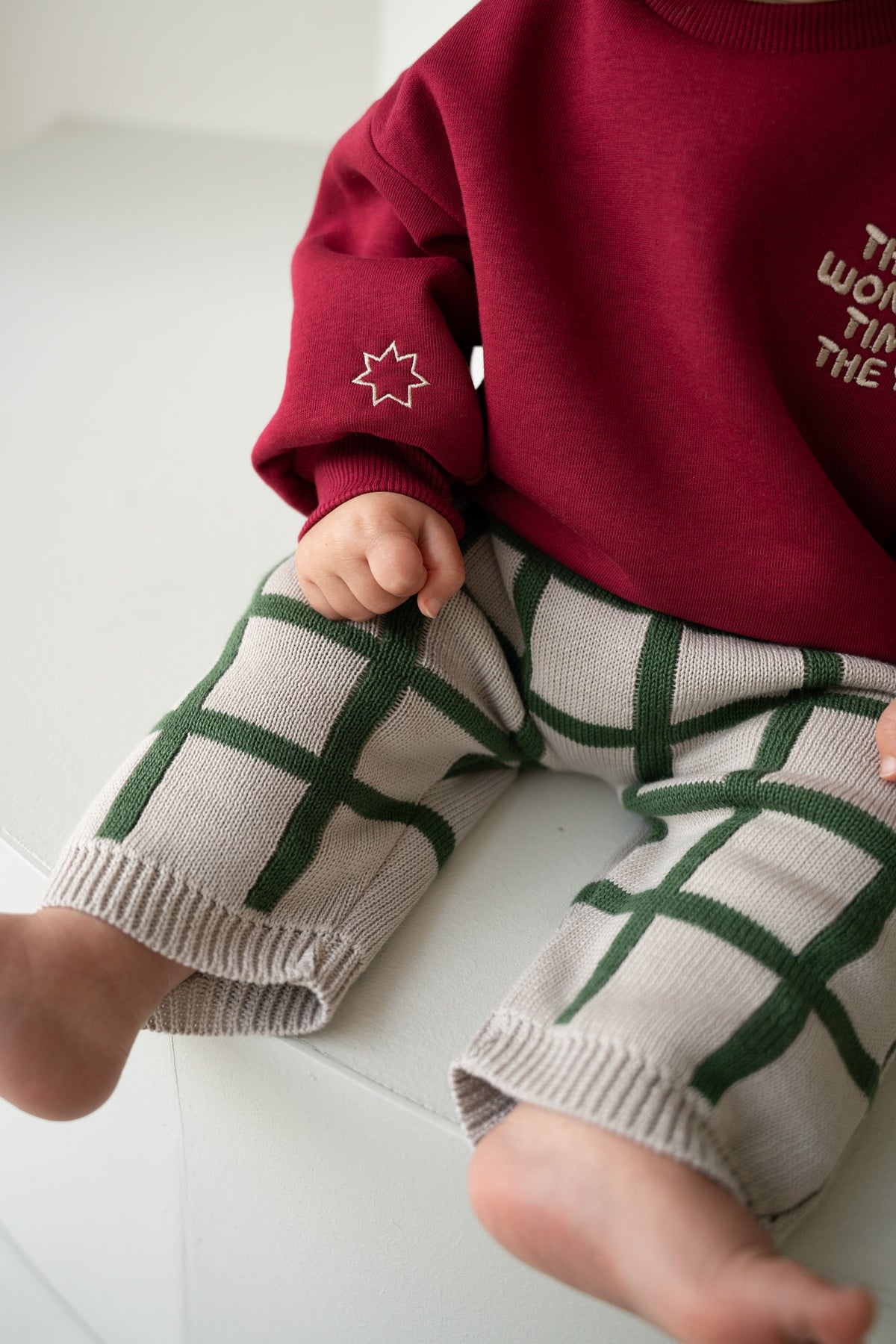 GINGHAM KNIT PANTS
