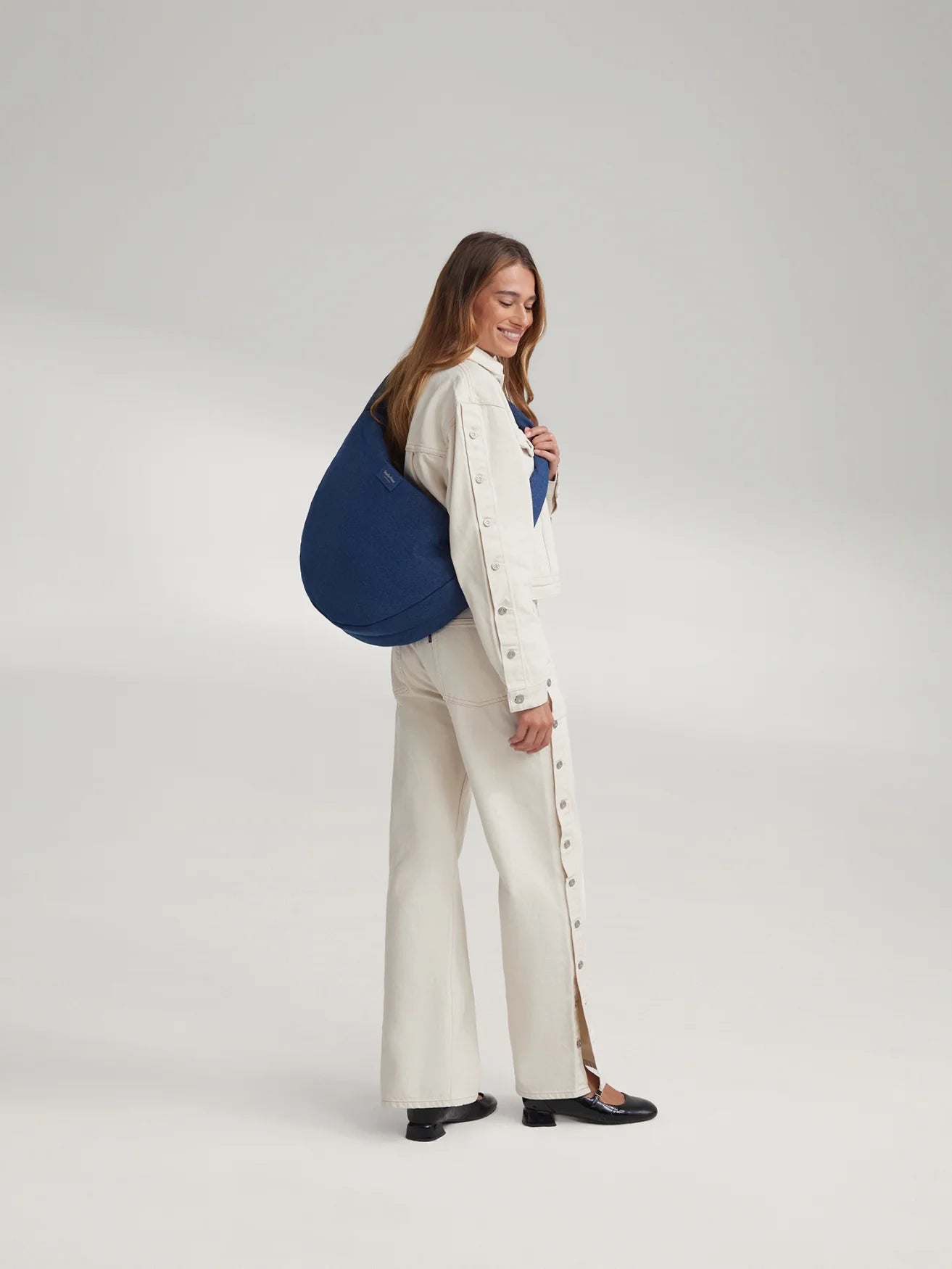 DARK BLUE DENIM CROSS BODY MOM BAG