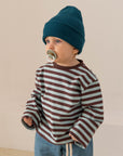 OVERSIZE STRIPED LONGSLEEVE AQUA/BROWN