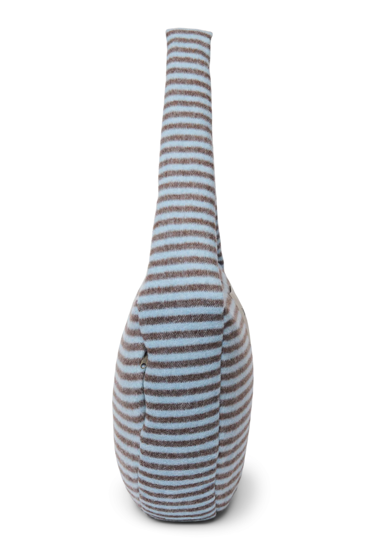 LIGHT BLUE BROWN STRIPY WOOL CROSS BODY BAG