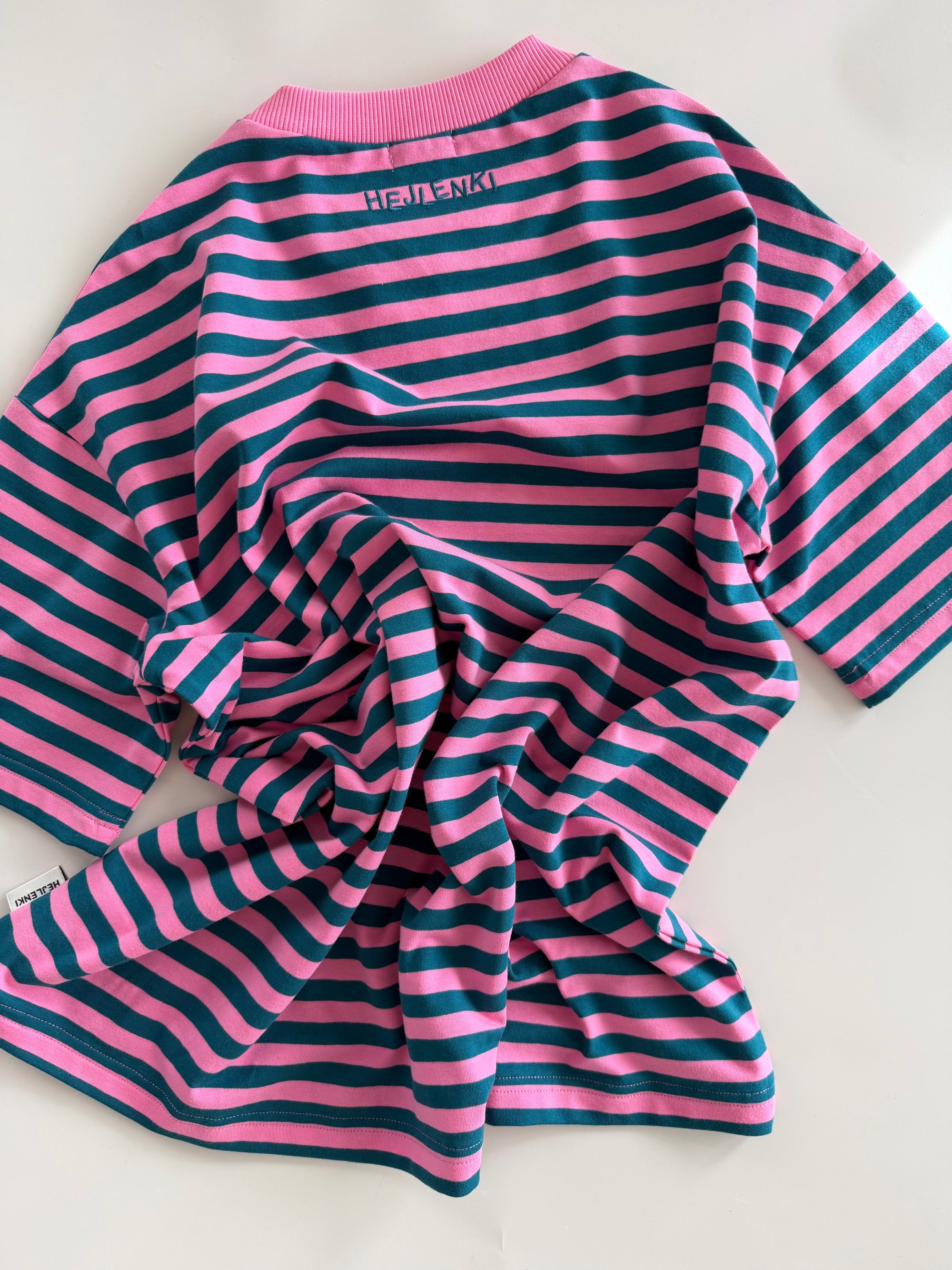 MEN OVERSIZE T-SHIRT STRIPED PINK/TEAL