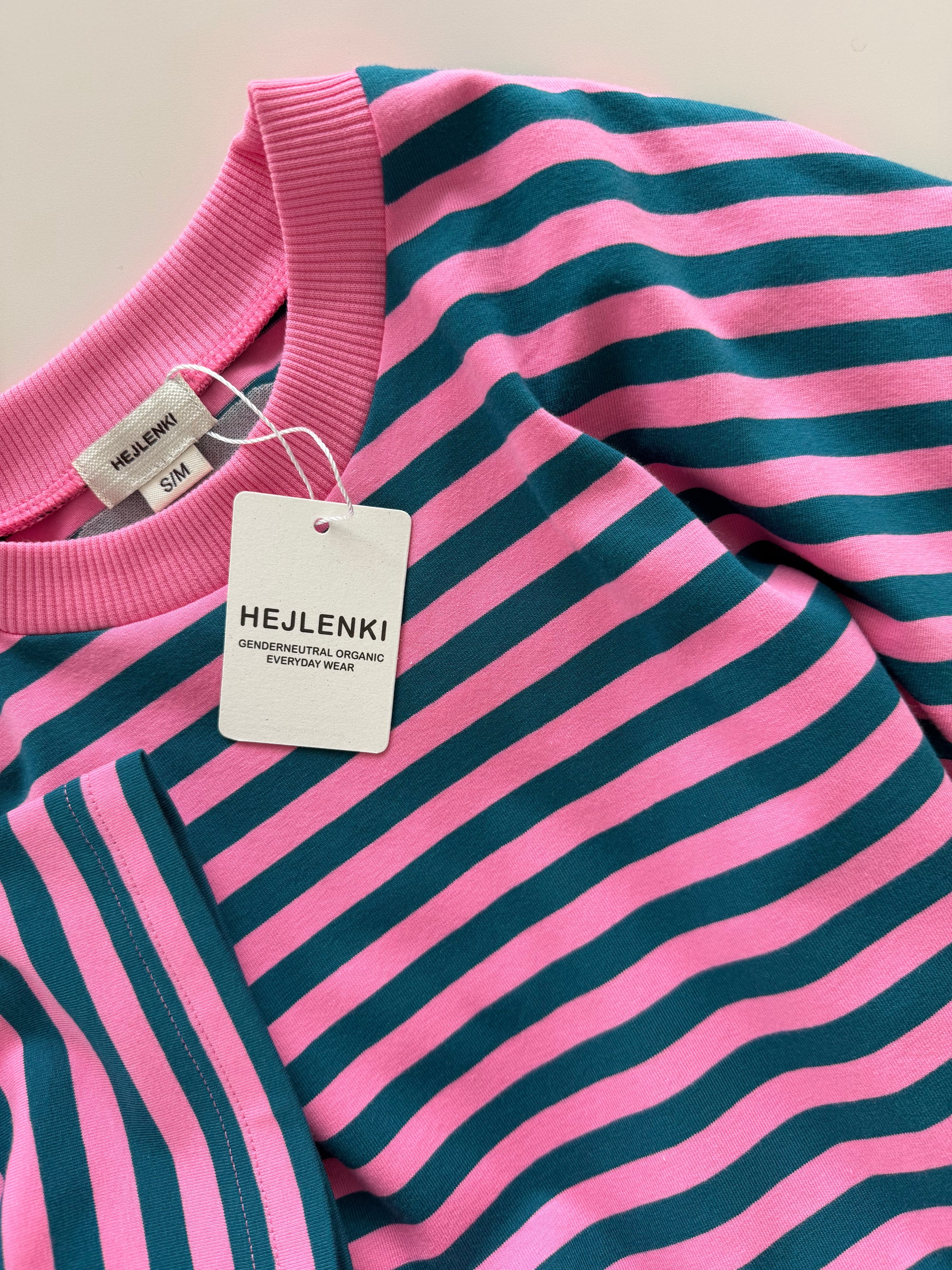 MEN OVERSIZE T-SHIRT STRIPED PINK/TEAL