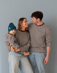 MEN OVERSIZE STRIPED LONGSLEEVE AQUA/BROWN
