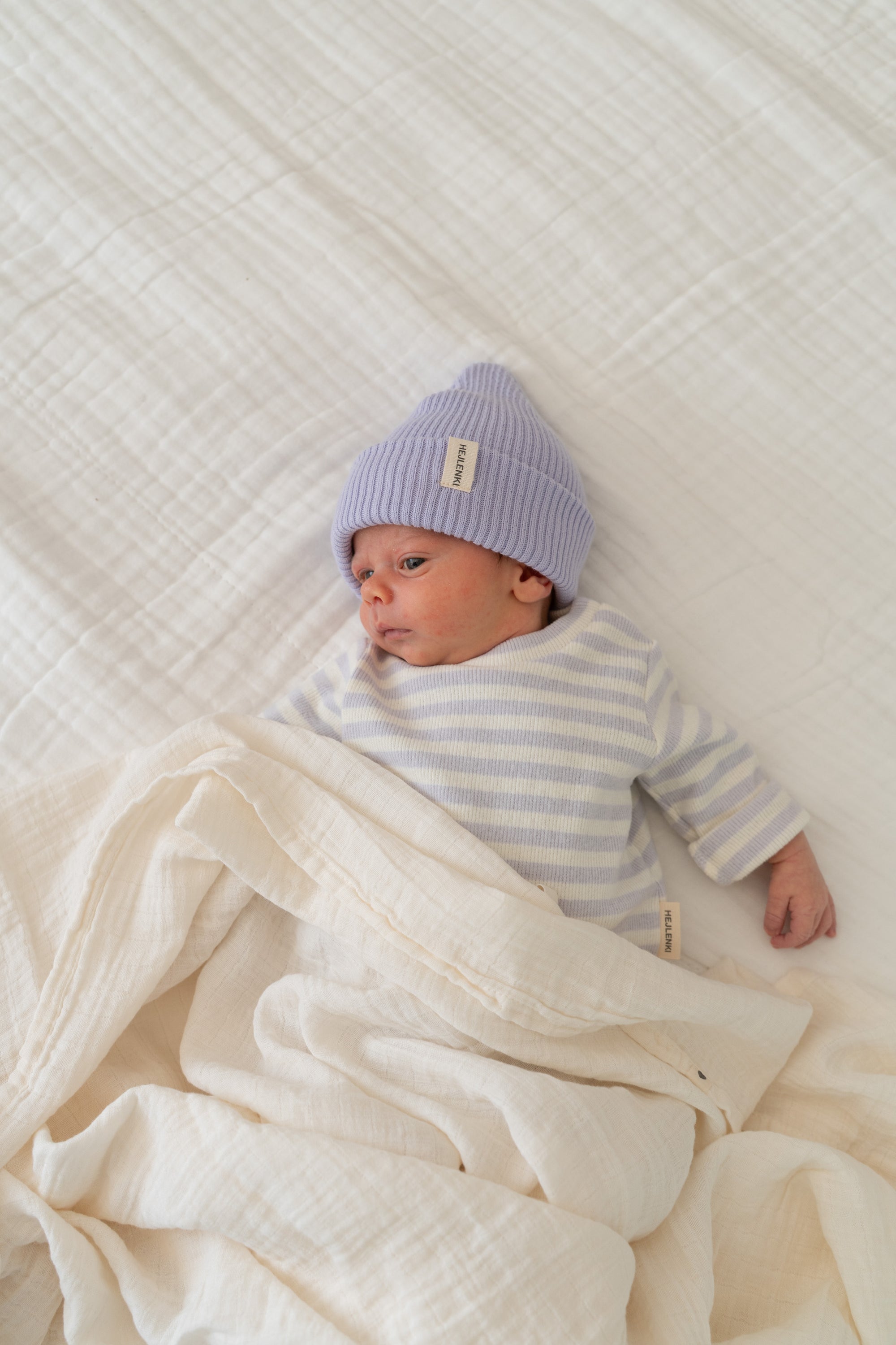 KNIT BEANIE LAVENDER CREAM