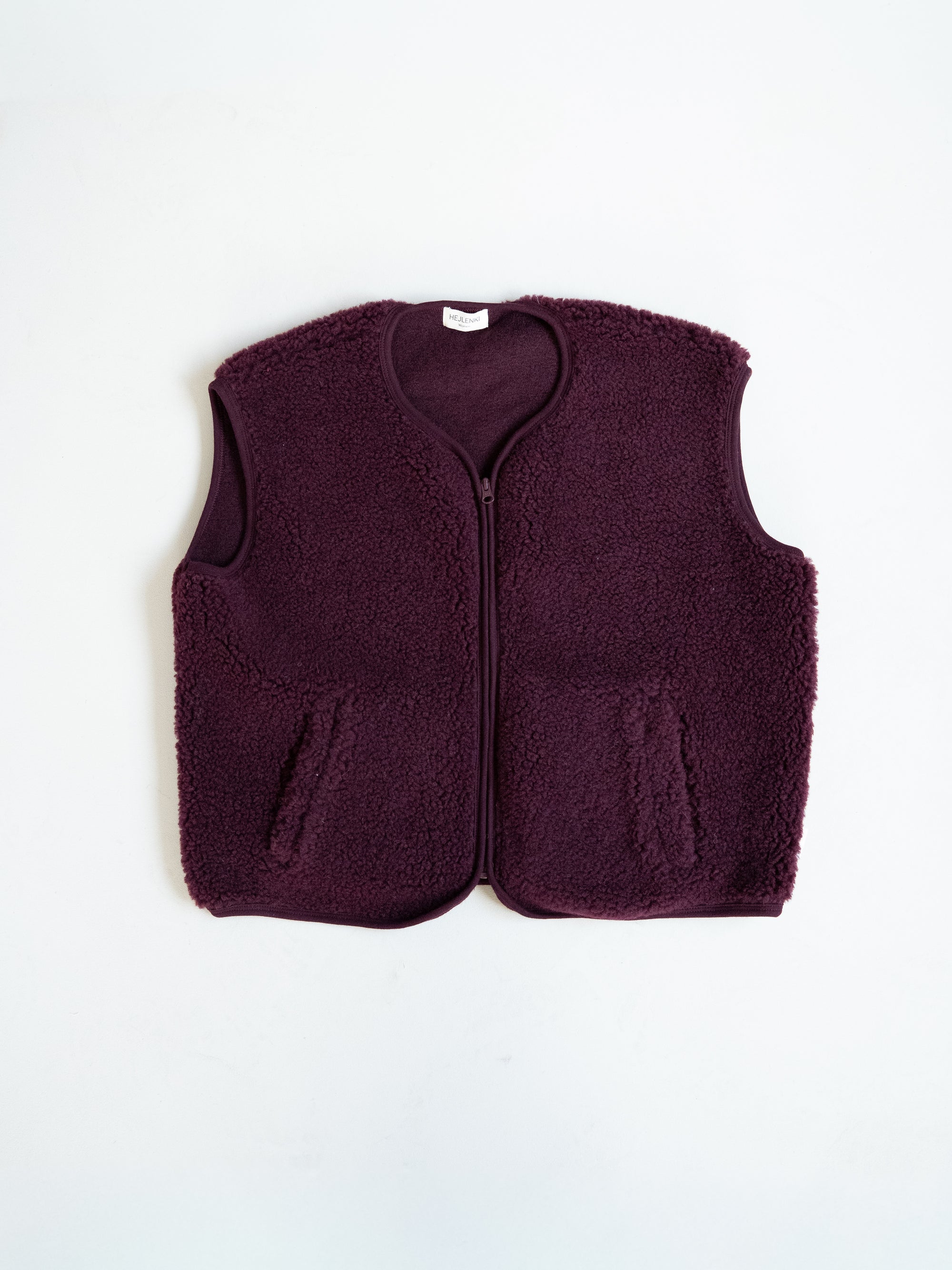 MERINO TEDDY VEST WOMEN BORDO