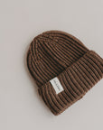 MERINO WOOL KNIT BEANIE BROWN