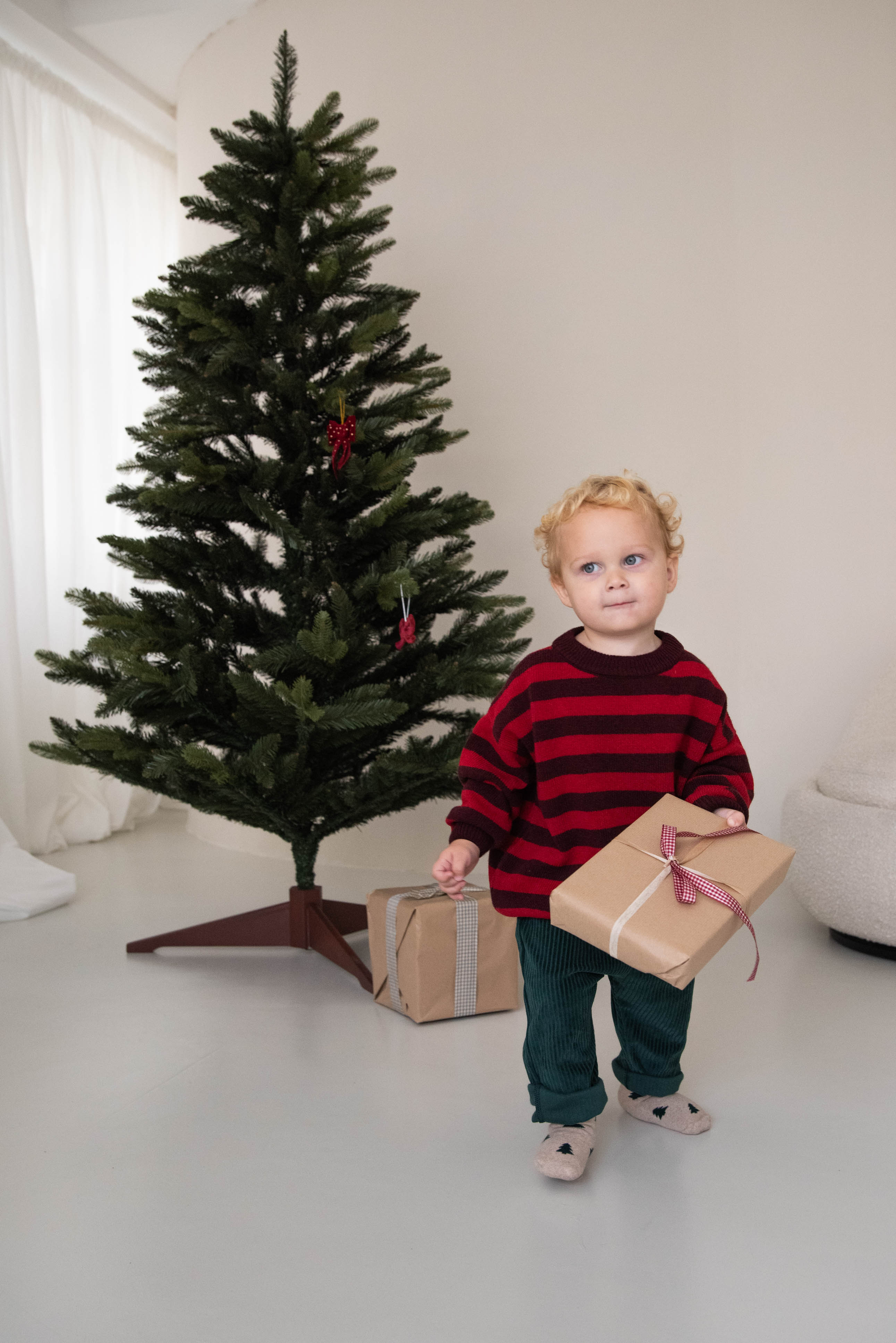 WOOL KNIT PULLI STRIPED BURGUNDY/CHERRY