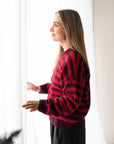 MOM WOOL KNIT PULLI STRIPED BURGUNDY/CHERRY