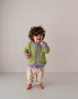 CHUNKY KNIT CARDIGAN LIME LAVENDER