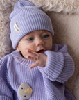 KNIT BEANIE LAVENDER CREAM