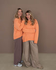 WOMEN CHUNKY KNIT PULLI APRICOT POP