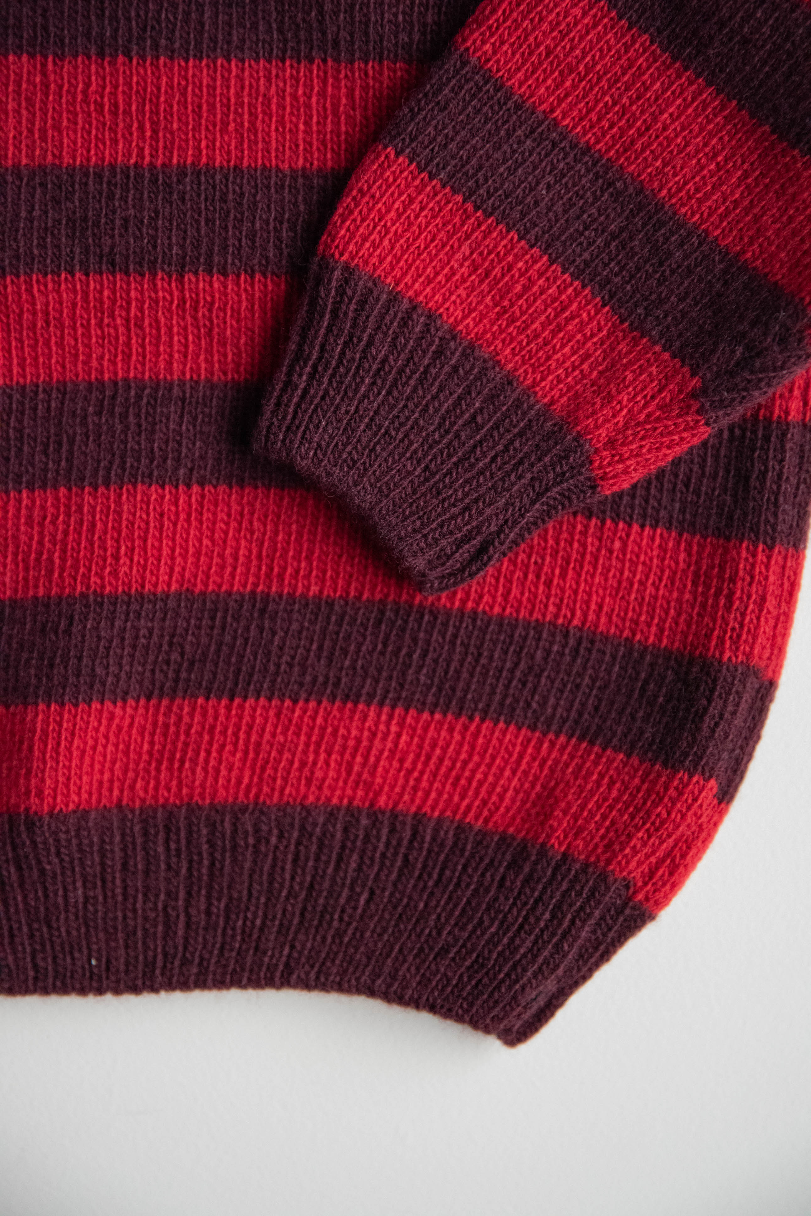 WOOL KNIT PULLI STRIPED BURGUNDY/CHERRY