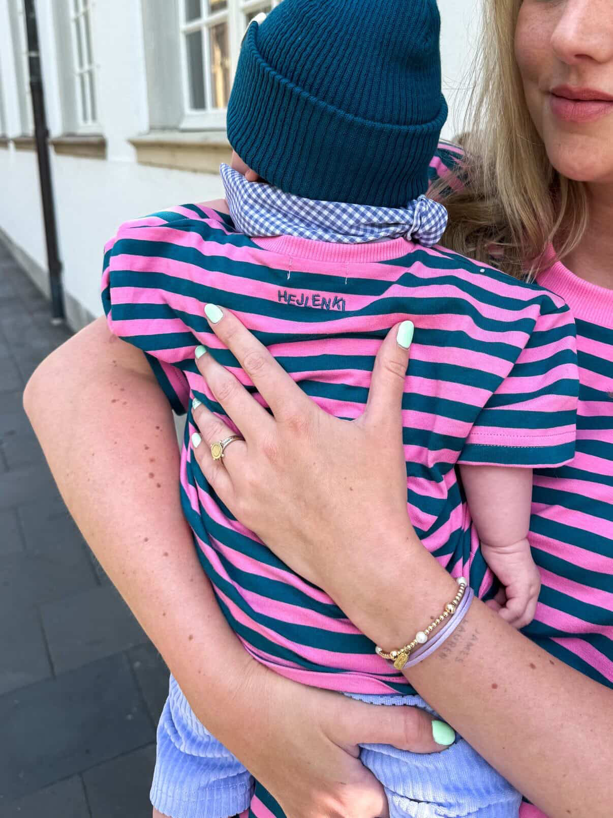 OVERSIZE T-SHIRT STRIPED PINK/TEAL