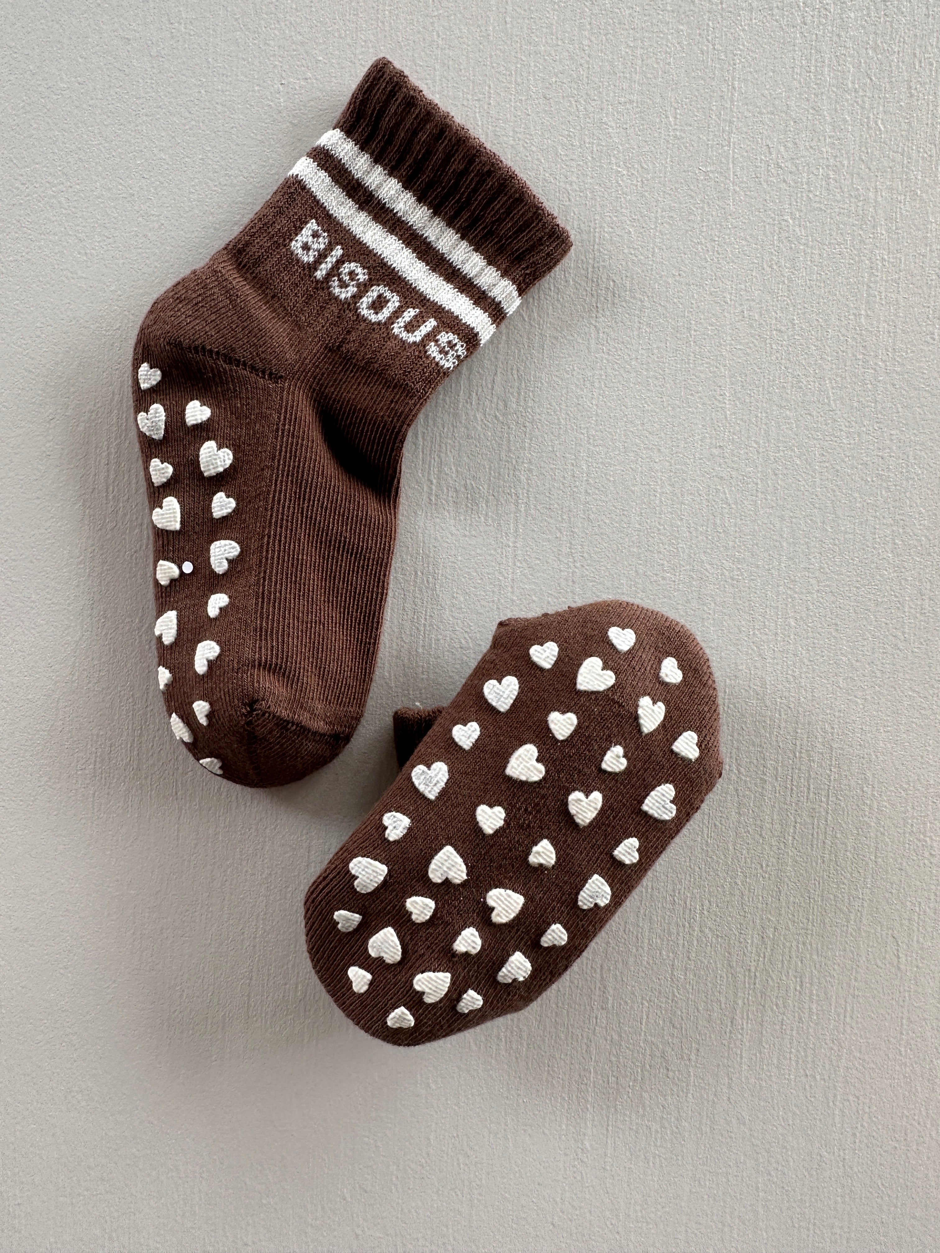 WARM ANTI-SLIP SOCKS BISOUS BROWN
