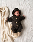 MERINO WOOL FLEECE OVERALL CHOCOLATE BROWN