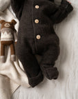 MERINO WOOL FLEECE OVERALL CHOCOLATE BROWN