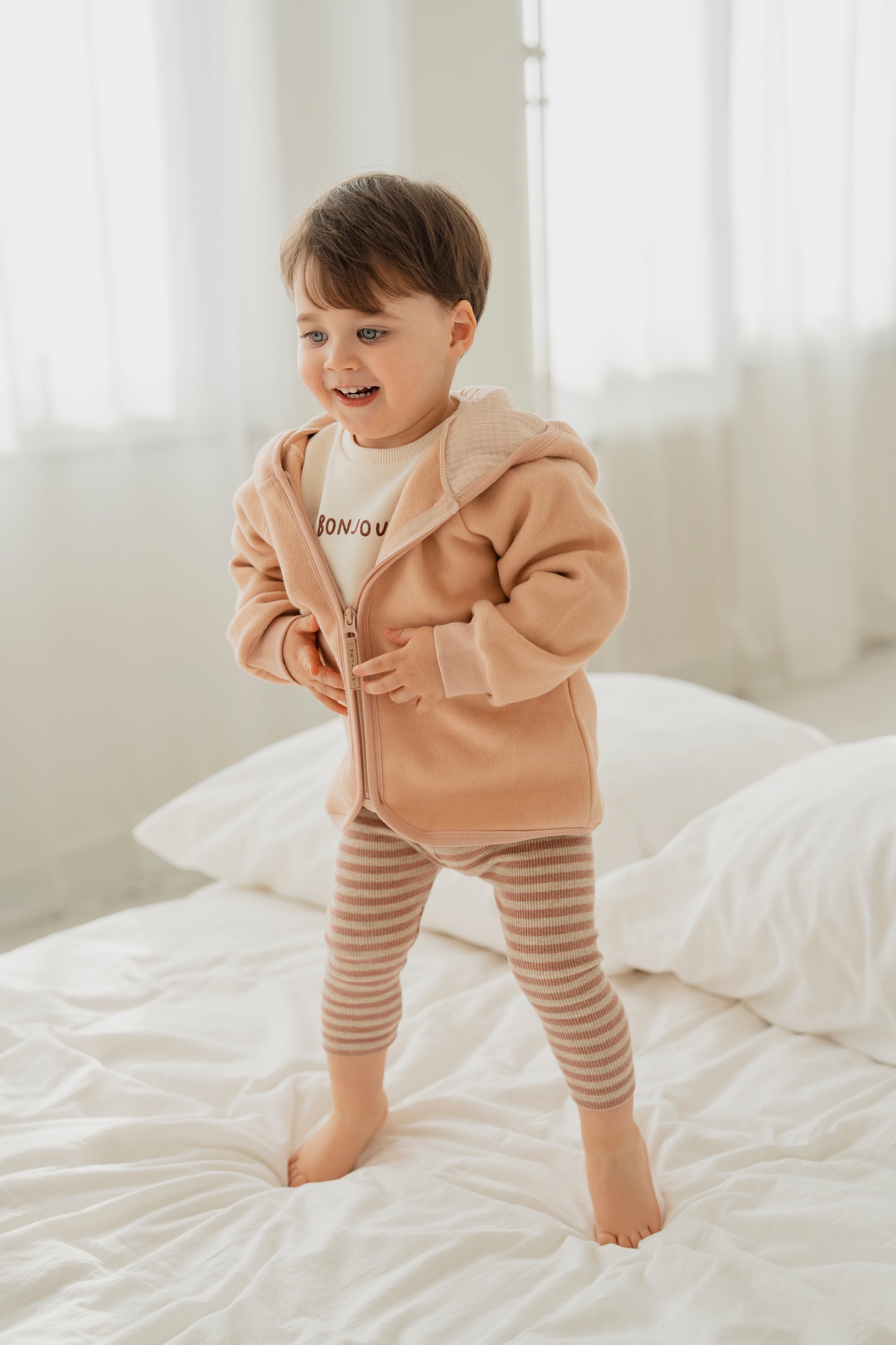 ORGANIC FLEECE JACKET APRICOT