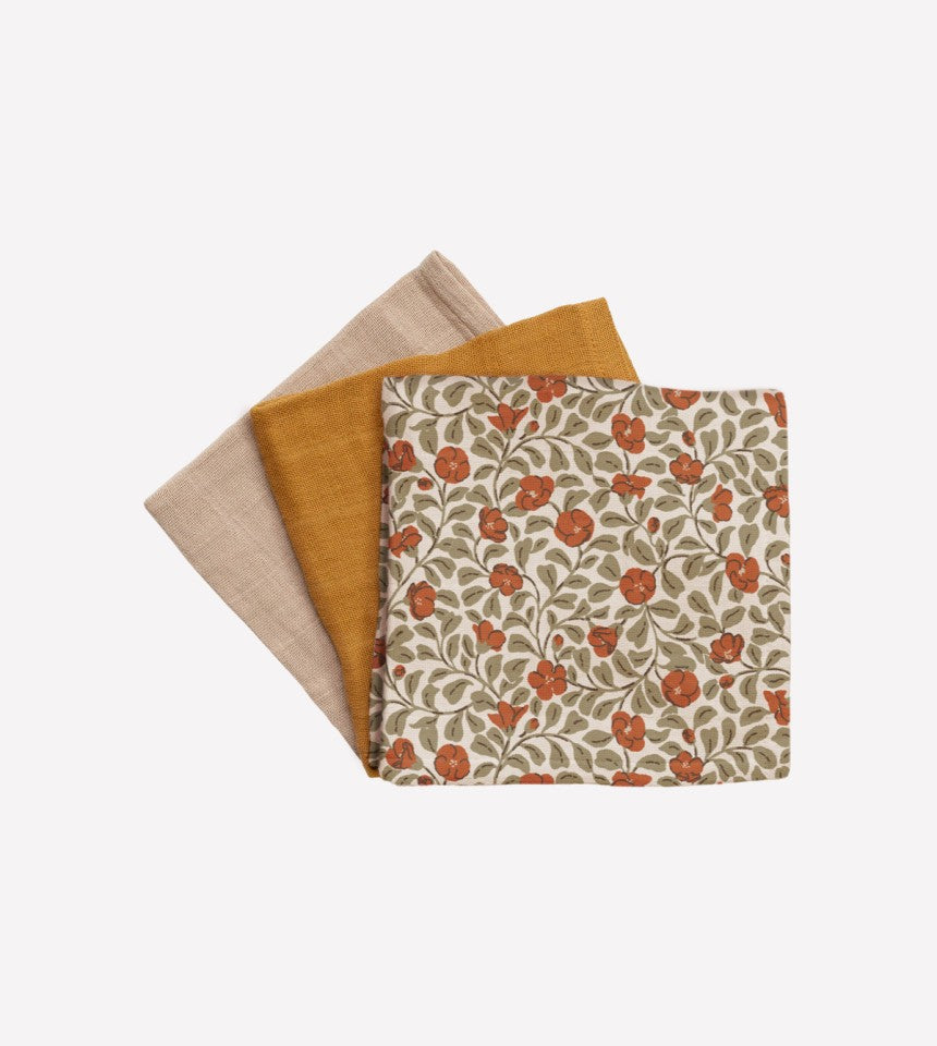 3 PACK MUSLIN CLOTHS QUINCY TREE