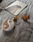 TEDDY PACIFIER CLIP YOU ARE YIN MY YANG CLASSIC BEIGE TONES