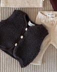 MERINO TEDDY VEST BROWN