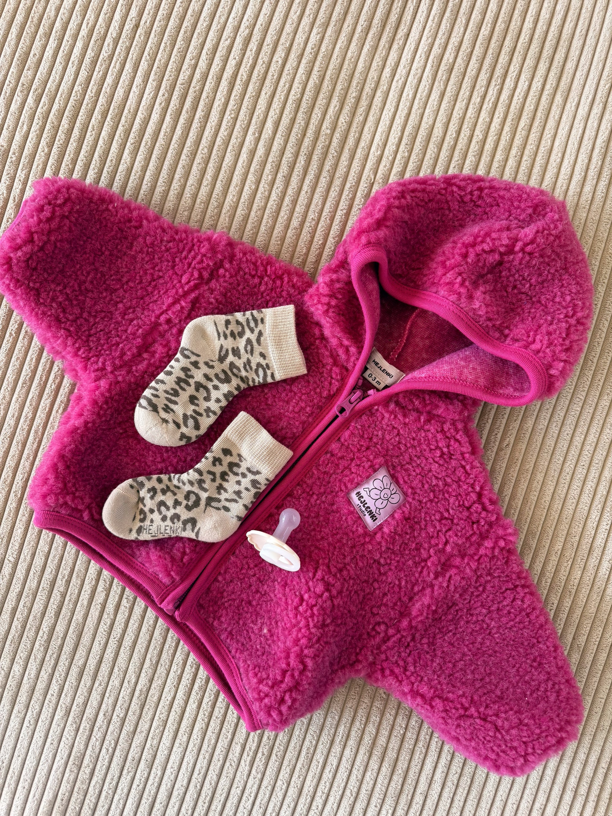 MERINO WOOL TEDDY JACKET PINK