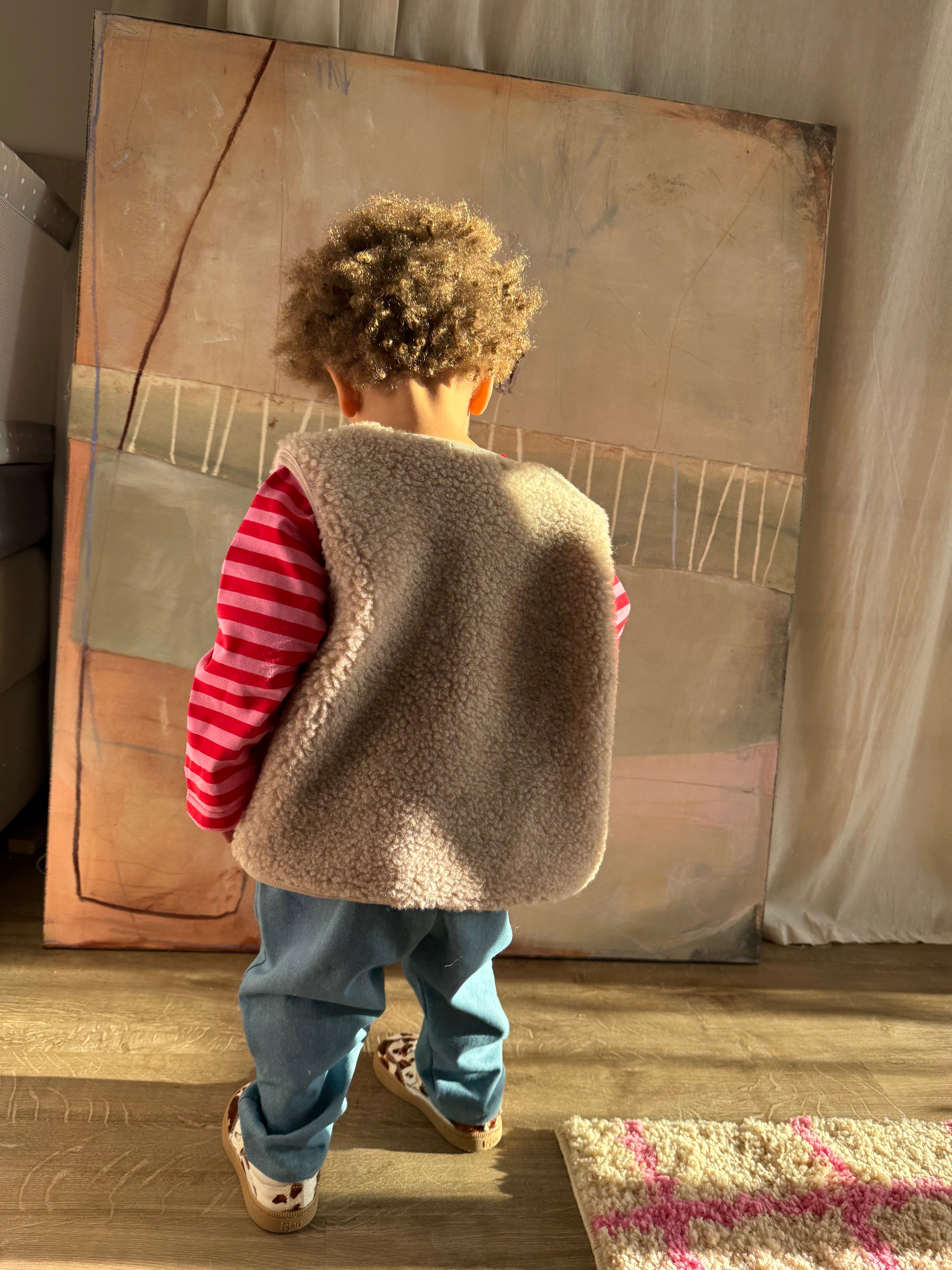 MERINO TEDDY VEST BEIGE