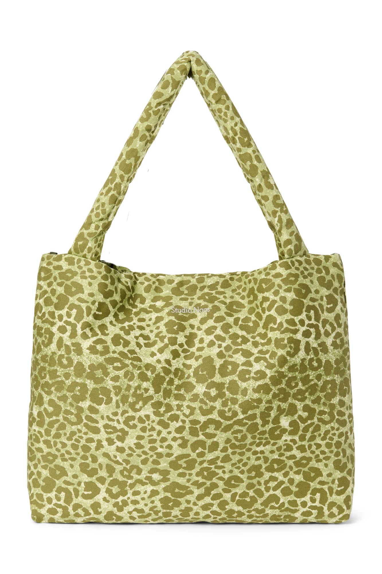 GREEN LEOPARD COTTON MOM BAG